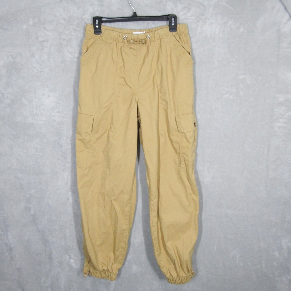 Avec Les Filles Women's Small Tan Khaki Cargo Jogger Pants Drawstring Waist